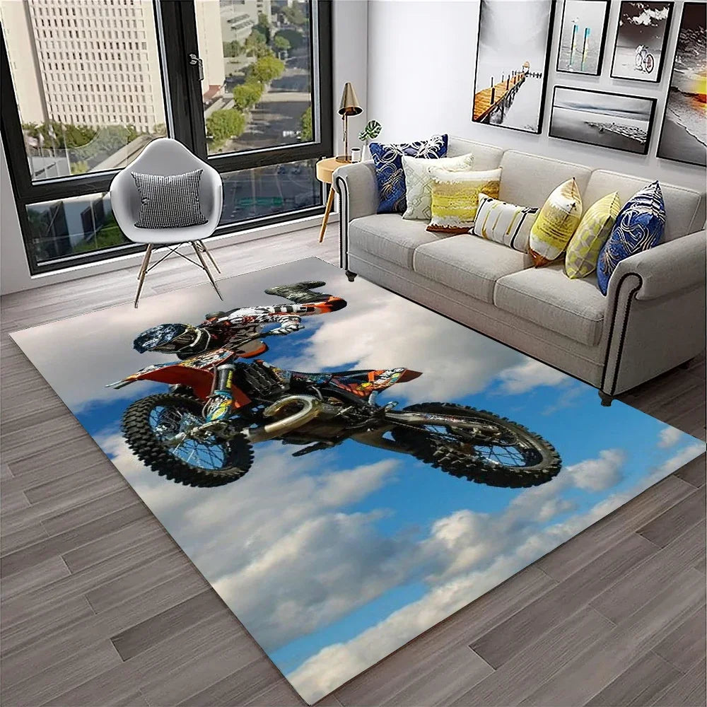 Off Road Motorcycle Racing Moto Carpet Rug for Home Living Room Bedroom Sofa Doormat Decor,Kid Play Area Rug Non-slip Floor Mat
