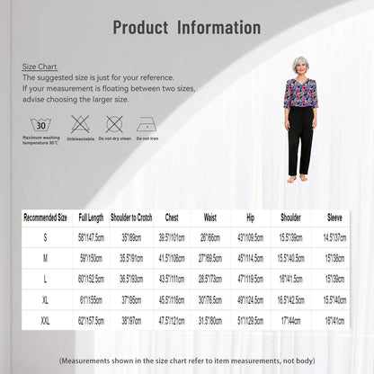 Women's Elderly Anti-Strip Adaptive Jumpsuit Back Legs Zip Long Sleeve Long Pants Nursing Rompers for Special Needs Disabilities