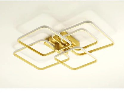 Modern Square LED Ceiling Chandelier with Remote Control Dimmable Light Fixture for Living Room Bedroom Dining Home Decor Lamp