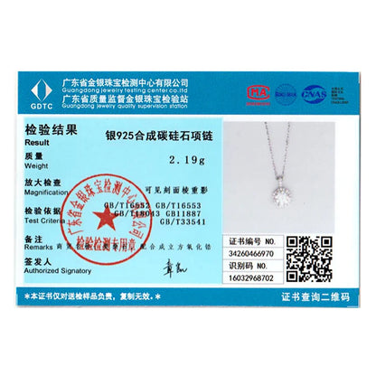 Bamoer 1 Carat Round Brilliant Cut Moissanite Pendant Necklace 925 Silver Flower Lab Diamond Test Past D Color Gemstone Necklace
