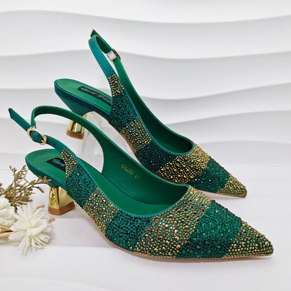 New Italian Design Stylish And Elegant Sky Blue Rhinestone Embellished Satin Pointy Toe Pumps And Clutch Bag