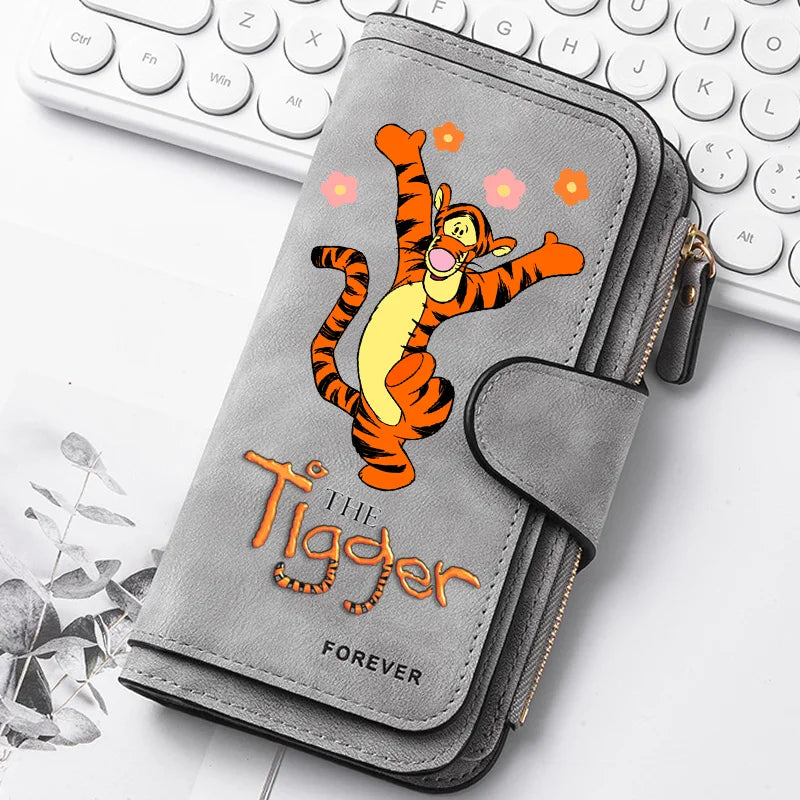 Winnie the Pooh Long Zip Wallet Multi-Card Cute Cartoon Pattern Soft Texture Wallet for Women Large Capacity Lady Clutch Bag