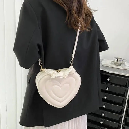 1Pcs Fashion Love Heart Shape Shoulder Bag Small Handbags Designer Crossbody Bags For Women Solid Pu Leather Top Handle Bag