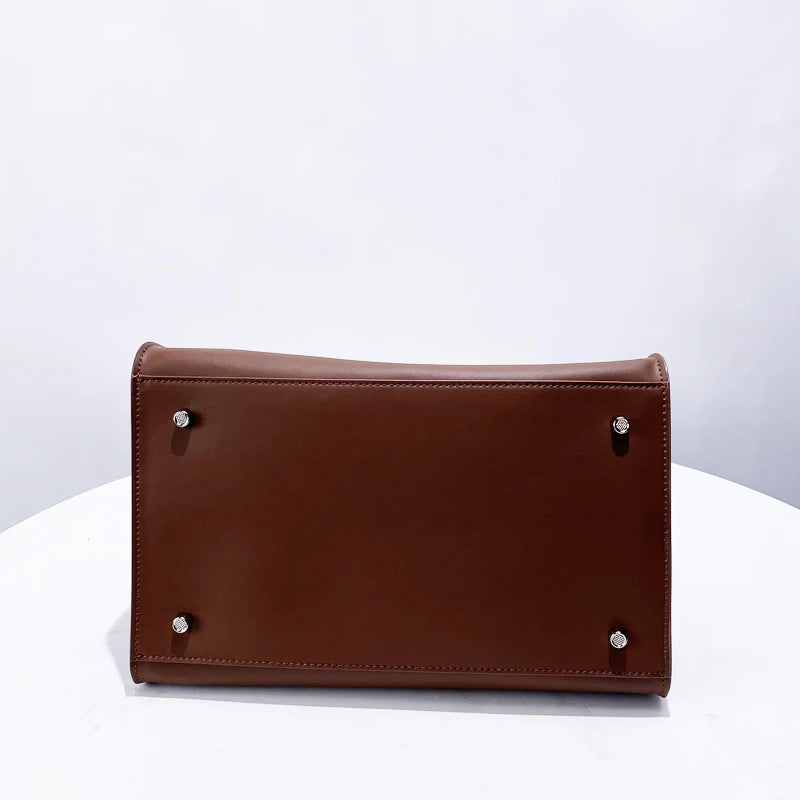 Genuine Leather The Tote Bags For Women Luxury Designer Handbag Purses 2024 New In First Layer Cowhide Large Top Handle Shoulder