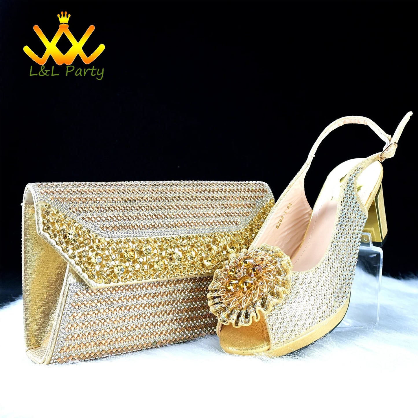 2024 Special New Arrivals Italian Women Shoes and Bag to Match in Green Color with Platform Shinning Crystal Sandal for Wedding