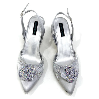 Doershow Beautiful High Quality African Style Ladies Shoes And Bags Set Latest Silver Italian Shoes And Bag Set For Party