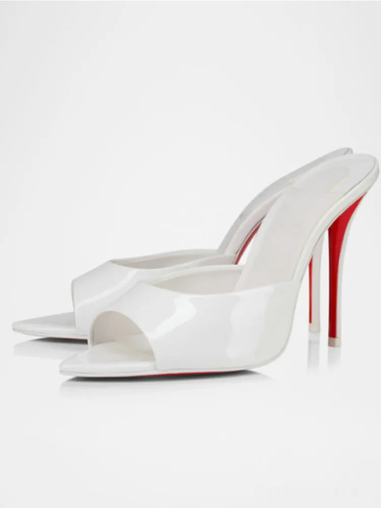 Summer New Women's Pointed Open Toothed Slim Fit High-heeled Slippers, Outdoor Sexy Sandals, Fashionable High-heeled Slippers