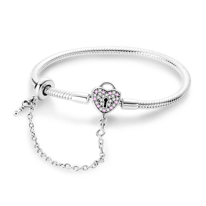 925 Sterling Silver Heart Love Snake Chain Bracelet Infinite Knot Butterfly For Women Fit Original Charms Beads Jewelry Gift