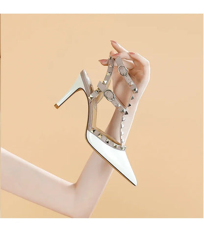 Nude Black Woman heeled sandals Summer Slingbacks High Heels luxury Leather Fashion Brand Designed sandals elegant Prom Shoes