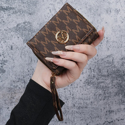 New style women's wallet, short, European and American PU high-end coin purse, printed, multi-card slots, small wallet, money cl