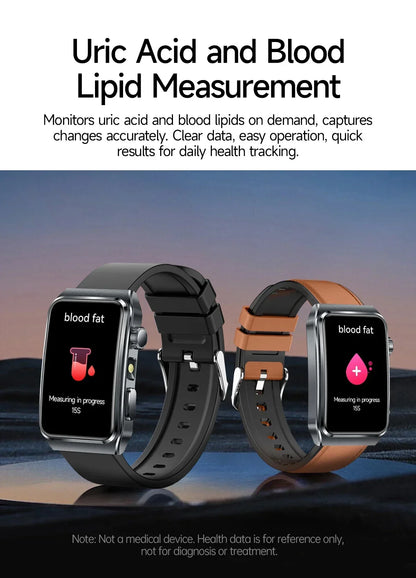 2025 New Nursing Grade ECG+PPG Pulse therapy Smartwatch Men Blood lipid Uric acid Bluetooth call Health Bracelet For Android iOS