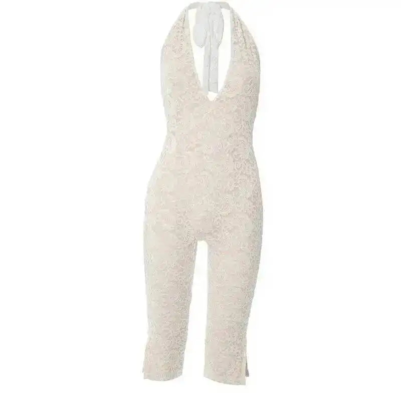 Avrilyaan Lace Seven-Point Long Pants Bodycon Sexy Party Deep V Playsuits Women Rompers Womens Jumpsuit 2025 Summer Overalls