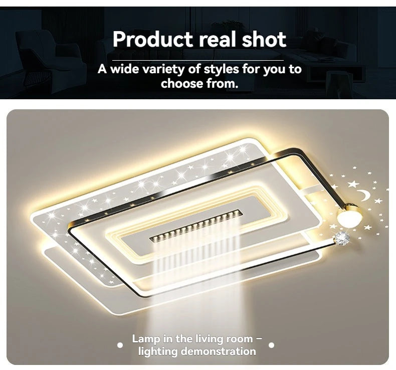 LED Ceiling Light with Spotlights Dimmable Remote Control Modern Living Room Lamp Fandelier Chandelier Smart Lighting