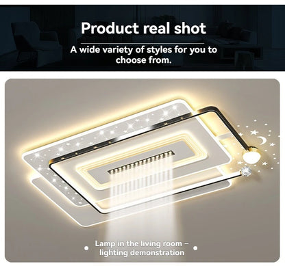 LED Ceiling Light with Spotlights Dimmable Remote Control Modern Living Room Lamp Fandelier Chandelier Smart Lighting