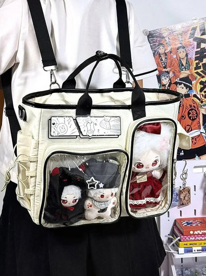 New Y2K Cute Ita Shoulder Bag Large Capacity Backpacks Lolita Girl Transparent Cosplay Handbags DIY Badge Display Crossbody Bags