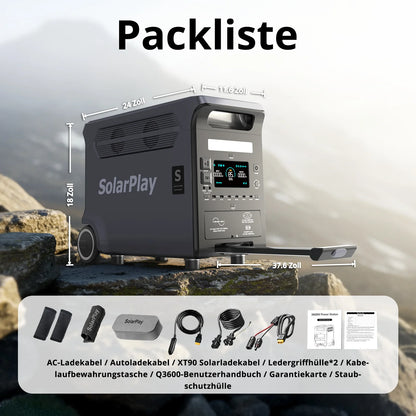 SOLARPLAY 3600W Portable Power Station 3840Wh Large Capacity Emergency Backup Power Q3600 Supply 400W Foldable Solar Panel Kit for Outdoor Camping RV Off-Grid Use