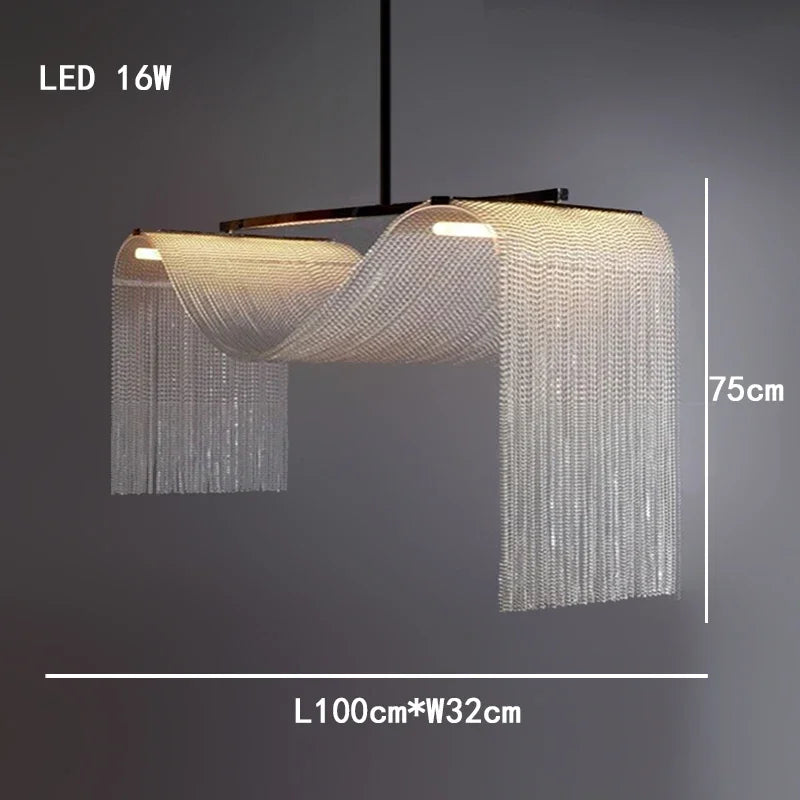 Waterfall Tassel Metal Pendant Lights European Designer LED Home Decor Hanging Lamps for Ceiling Living Room Chandelier Lighting