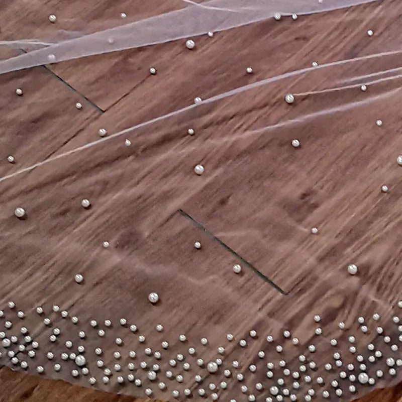 Solid White Full Pearl Veil Bridal Cathedral Wedding Accessories 2026 New Veil Elegant Veil Mariage Custom Made Veil