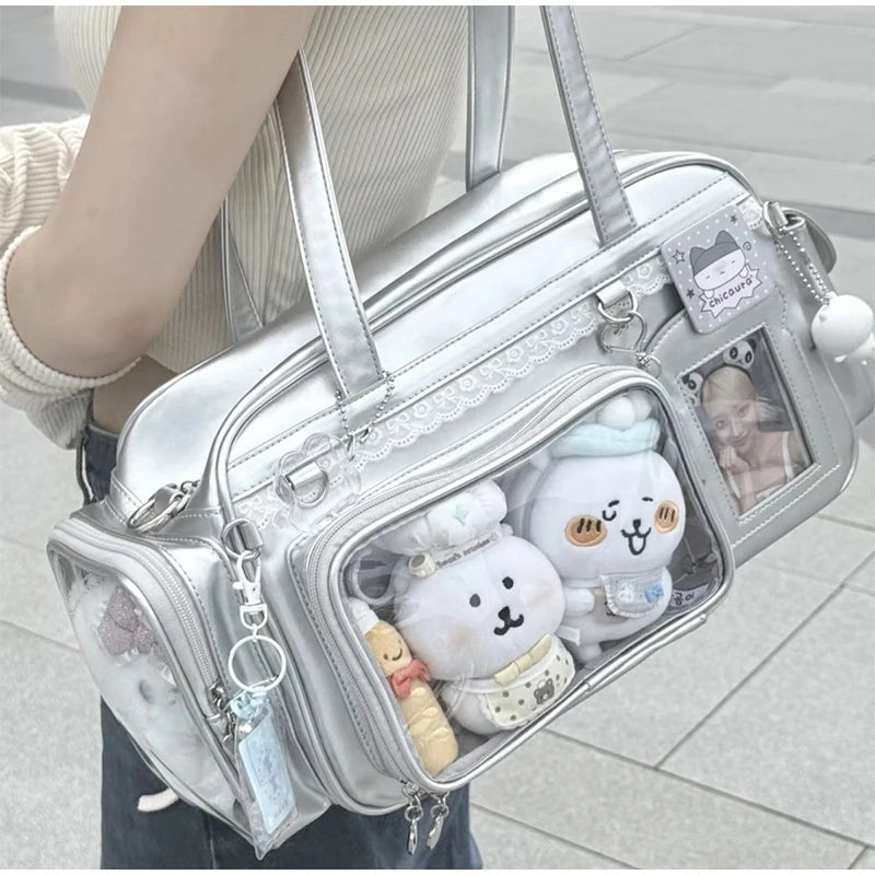 New Concert Ita Bags Y2k Cute Jk Girl Shoulder Bags Badge Display Transparent Crossbody Bag Stylish Large-capacity Commuter Bags
