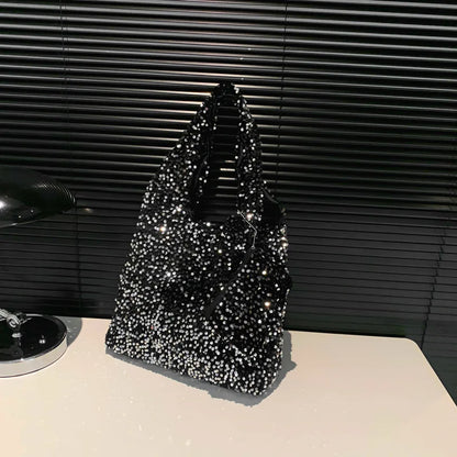 Tote Bag for Women Sequin Shoulder Bag Trendy Hobo Bag Luxury Designer Handbag Slouchy Underarm Bag for Work Travel Shopping