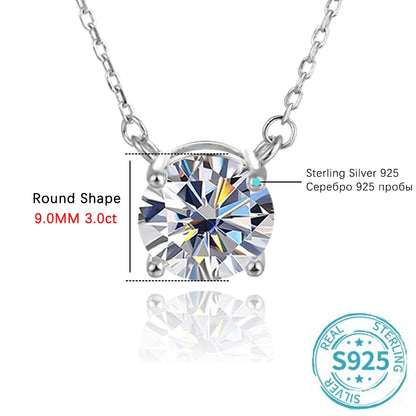 URMYLADY Moissanite Diamond 8.0mm 2CT Necklace For Woman Pendant 925 Silver Necklace For Women Chains Party Bridal Fine Jewelry