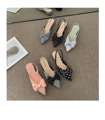 maogu Bow Polka Dot Pointed Toe Stiletto Sandals Luxury Sandals Women Designers Elegant Party Sandal 2023 Fashion Women Shoes 39