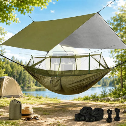 2-in-1 Camping Hammock Tent with RainFly, Portable Sleeping Hammock Camping Bag