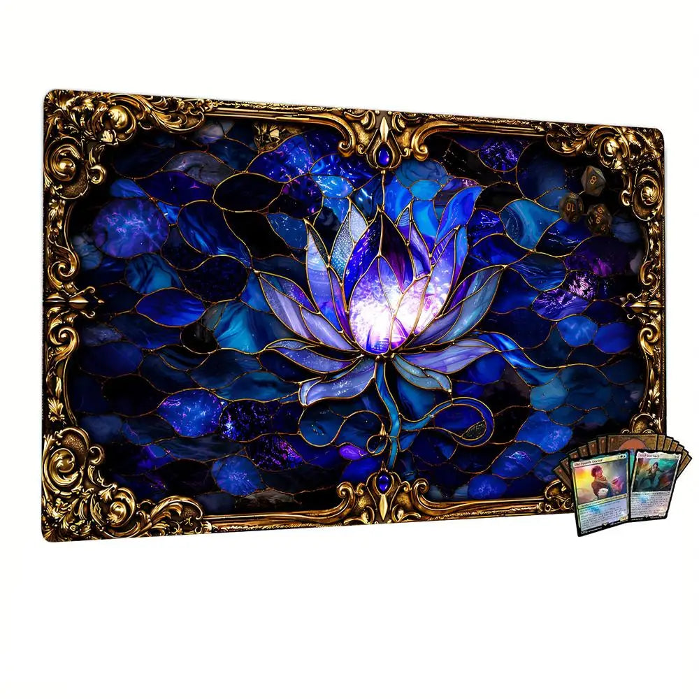 Colored Glass Style Black Lotus Design Magic Party Play Mat Durable Rubber for MTG&TCG Games 35X60cm Mouse Pad Offices Desk Mats
