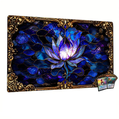 Colored Glass Style Black Lotus Design Magic Party Play Mat Durable Rubber for MTG&TCG Games 35X60cm Mouse Pad Offices Desk Mats