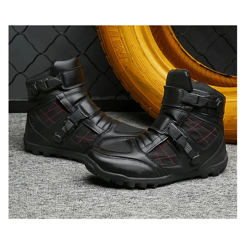 2026 New Men's Microfiber Leather Motorcycle Boots Breathable Anti-fall Anti-slip Road Racing Motorbike Shoes Rider Protective F
