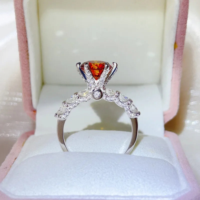luxury 18K white gold and platinum PT950 marquise colored diamond moissanite ring women's colored special-shaped ring