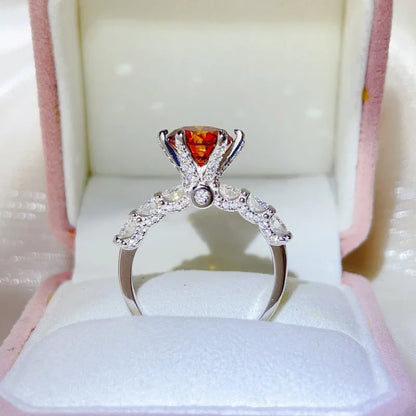 luxury 18K white gold and platinum PT950 marquise colored diamond moissanite ring women's colored special-shaped ring