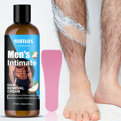 Coconut Oil Men's Private Hair Removal Cream, Suitable for Chest, Underarm, Belly, Legs, Deep Moisturizing, Smooth Skin, 200ml