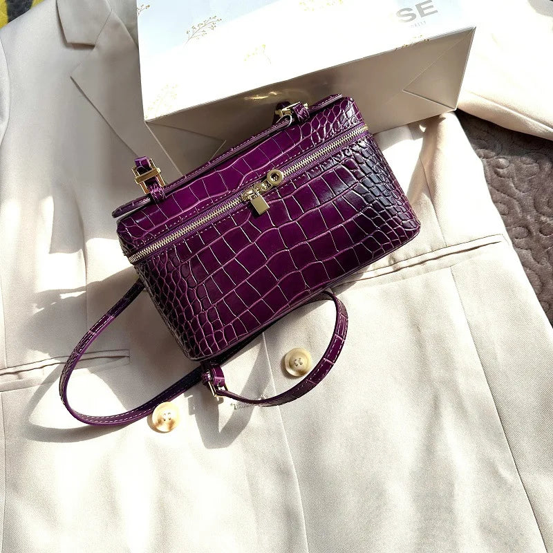Shoulder Bag Handbag women Luxury Women's Crocodile Embossed Mobile Phone Handbag Brand New LP19 Genuine Leather Mini Small size