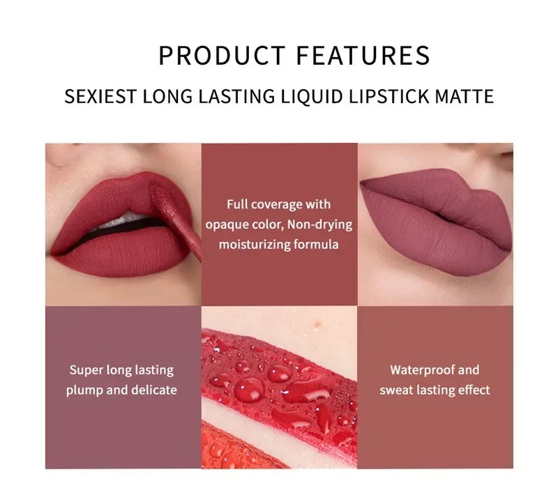 Combination Lipstick Set Makeup for Women Waterproof Long Lasting Cosmetics Matte Velvet Nude Color Lipstick Makeup Gift Box