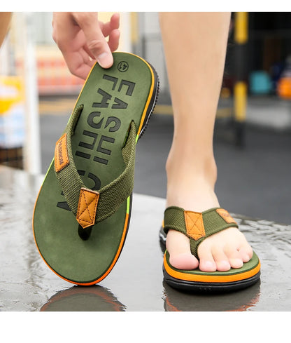 High Quality Green Men Summer Flip-Flop Non-slip Beach Slippers for Men Outdoor Flip Flops Man Fashion Slides Chinelo Masculino