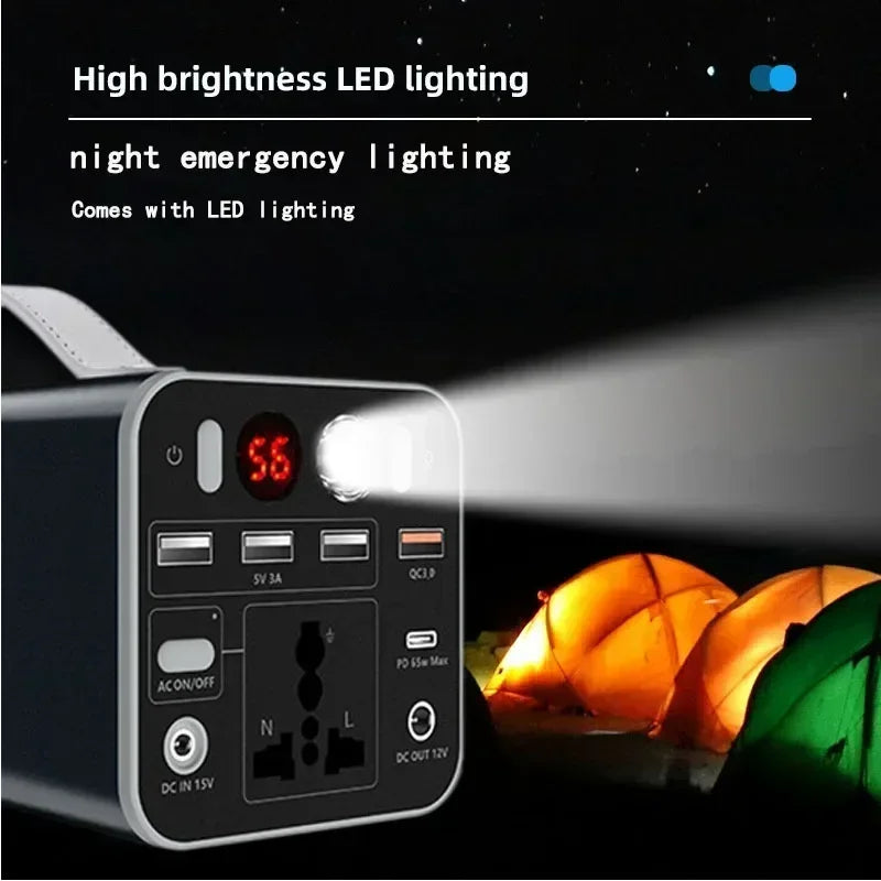 150W Portable Power Station 110/220V Solar Generator Outdoor Emergency Mobile Power Bank 45000mAh For Camping Power LED