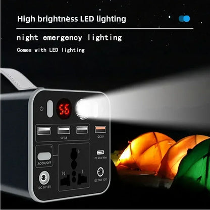 150W Portable Power Station 110/220V Solar Generator Outdoor Emergency Mobile Power Bank 45000mAh For Camping Power LED