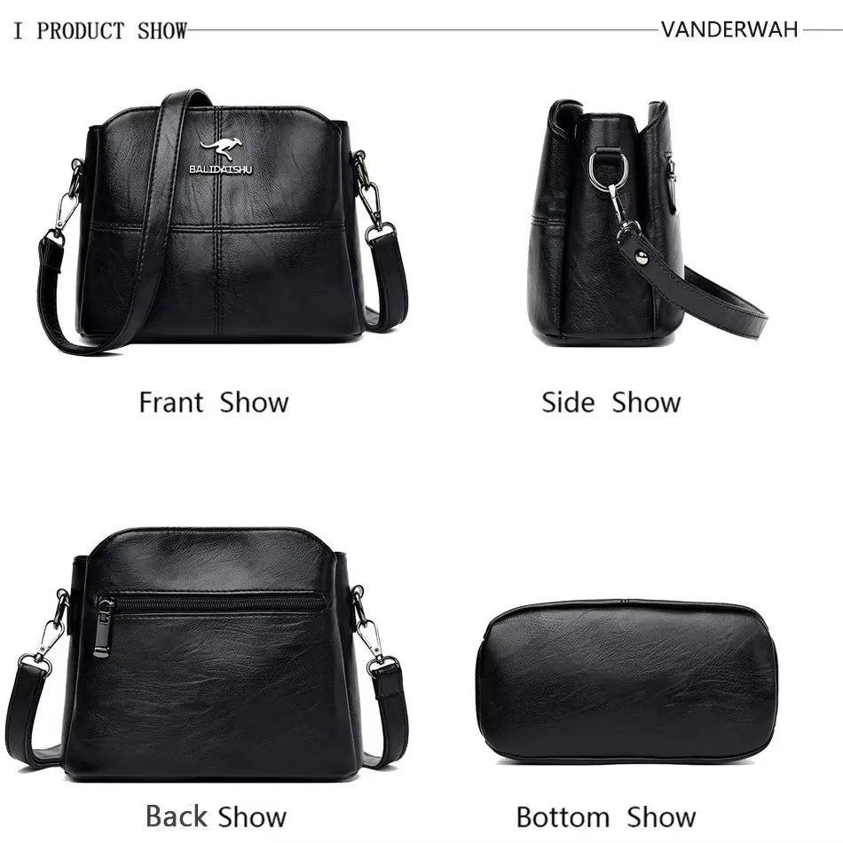 Genuine Soft Pu Leather Handbags for Women Vintage Shoulder Tote Bag Luxury Designer Ladies Large Capacity Purse Bags Sac A Main