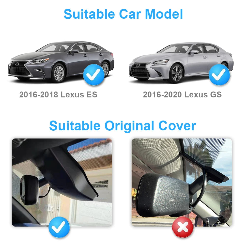 Fitcamx 4K Dash Cam for Lexus IS/ES/GS (2016-2025), Wireless Car DVR Camera with Night Vision, Built-in WiFi, Plug & Play, WDR