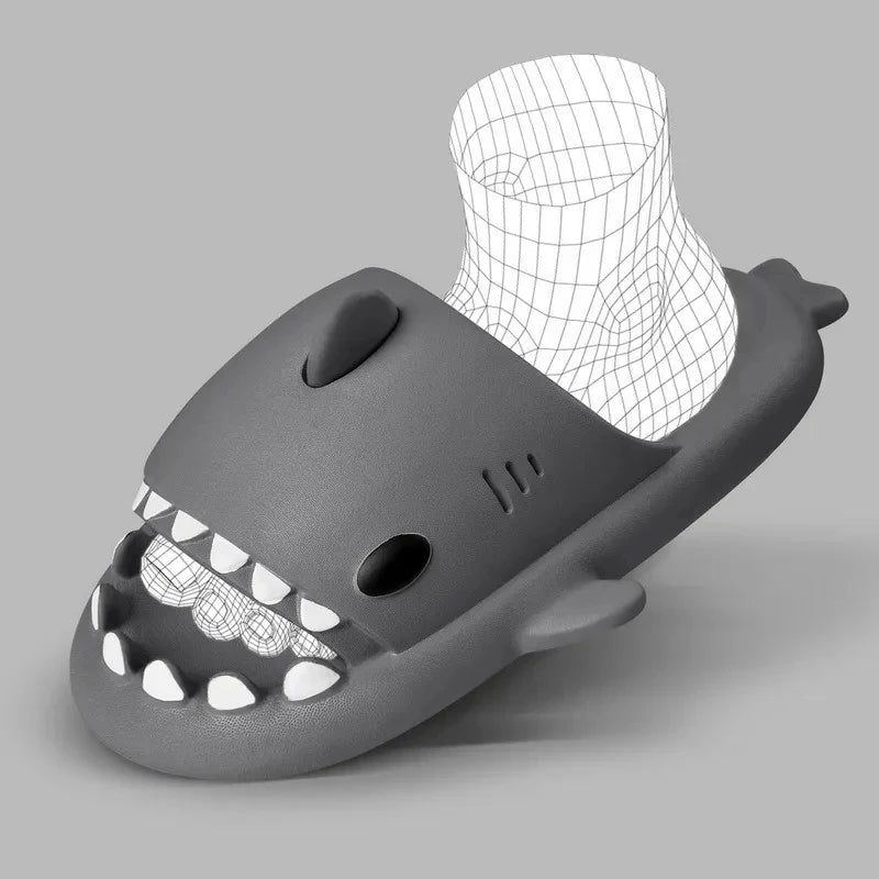 2024 Men EVA Shark Sandals Women Outdoor Beach Thick Soled Slippers Adult Non-slip Summer Slides Couple Cute Solid Color Shoes