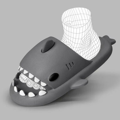 2024 Men EVA Shark Sandals Women Outdoor Beach Thick Soled Slippers Adult Non-slip Summer Slides Couple Cute Solid Color Shoes