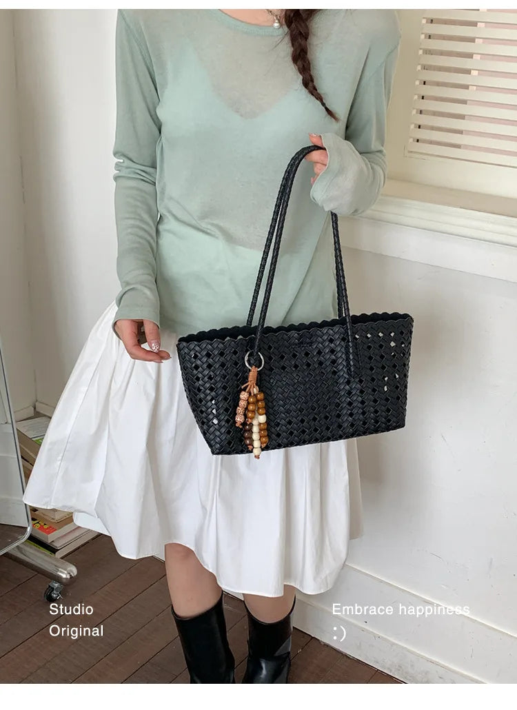 Weave Hollow Out Shoulder Bags for Women 2026 Summer Luxury Designer Hand Bag Females Beach Bags Handbags and Purses