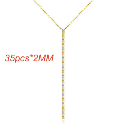 Onnelik 0.03CT 2MM*35PCS Round Moissanite Necklace 925 Sterling Silver White/Yellow/Rose Gold Plated Fine Jewelry Gift for Women