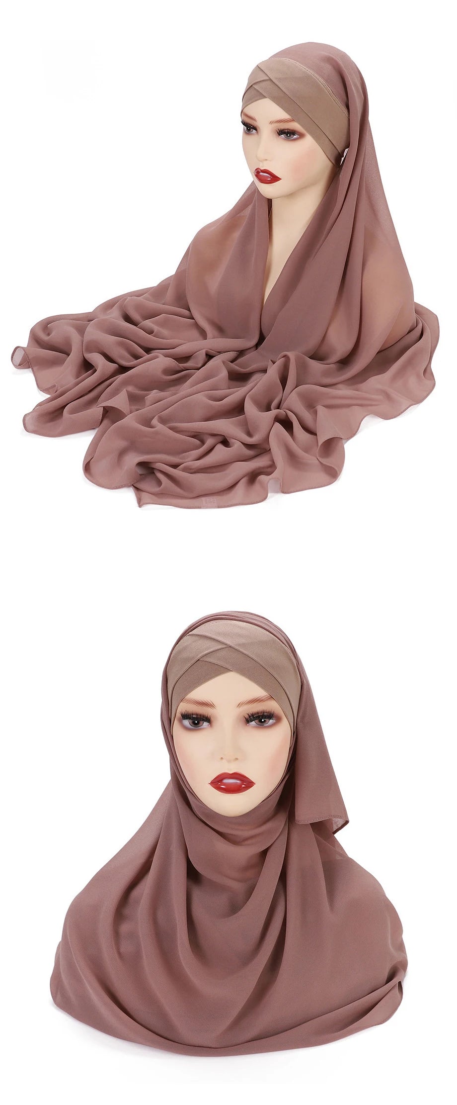 Instant Hijabs Chiffon Hijab Scarf With Cross Jersey Caps Bonnet Brand Design Muslim Scarf Women Islamic Underscarf