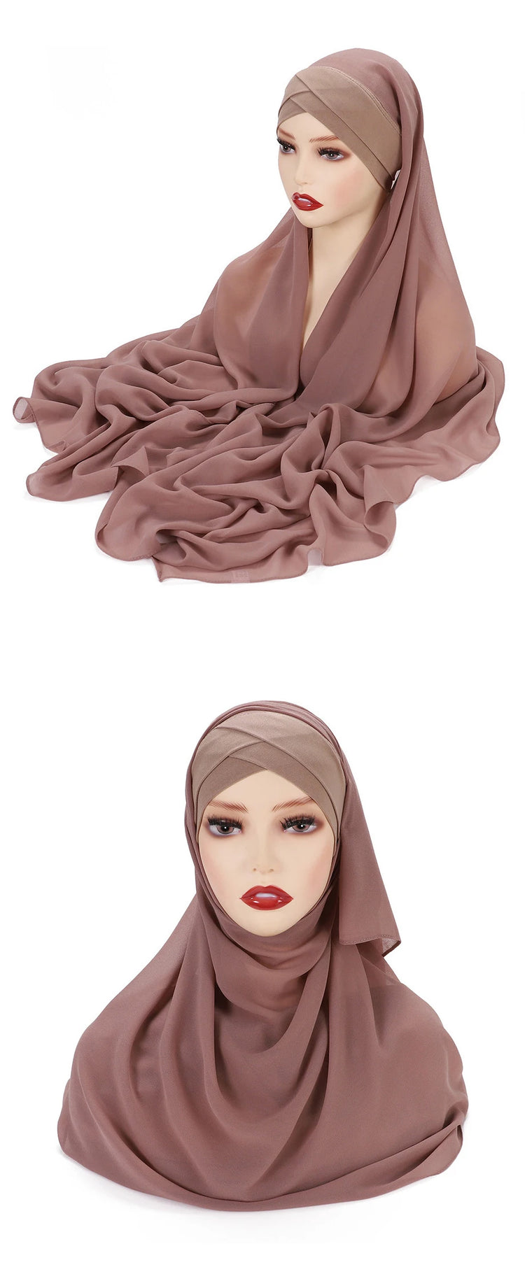 Instant Hijabs Chiffon Hijab Scarf With Cross Jersey Caps Bonnet Brand Design Muslim Scarf Women Islamic Underscarf