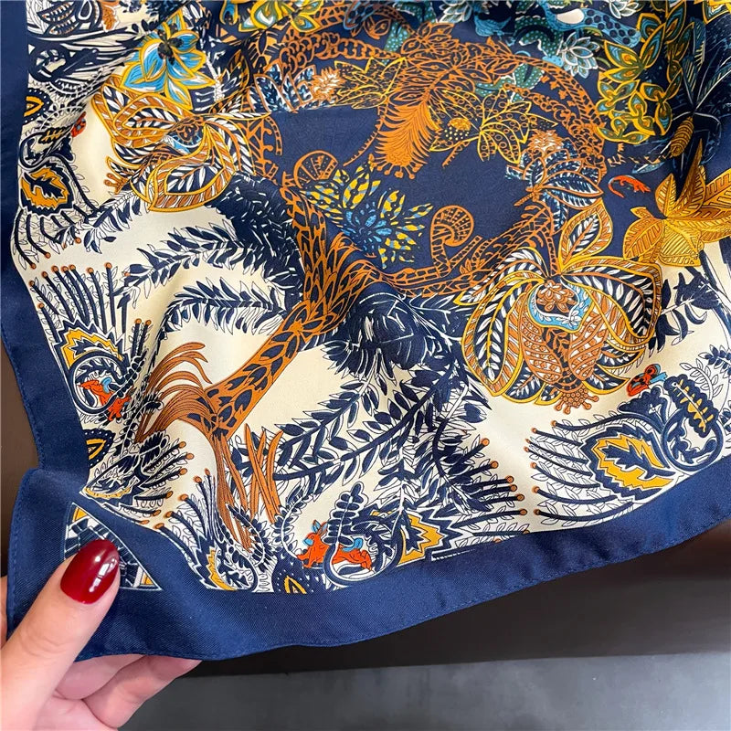 Brand Twill Silk Scarf Women Luxury Shawl Wrap 90cm Square Headband Print Neck Tie Female Hijab Satin Echarpe 2025 Bandana