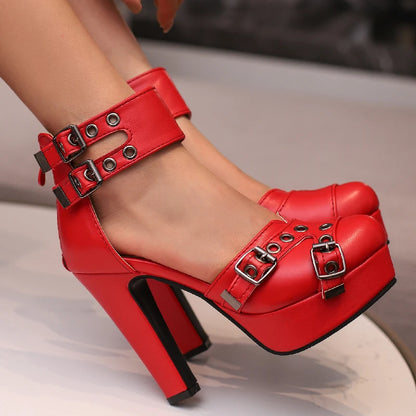Red Platform High Heels Women's Sandals Summer Shoes 2025 Strap Black White Pumps Wedding Fetish Dance Party Shoes Large Size 50