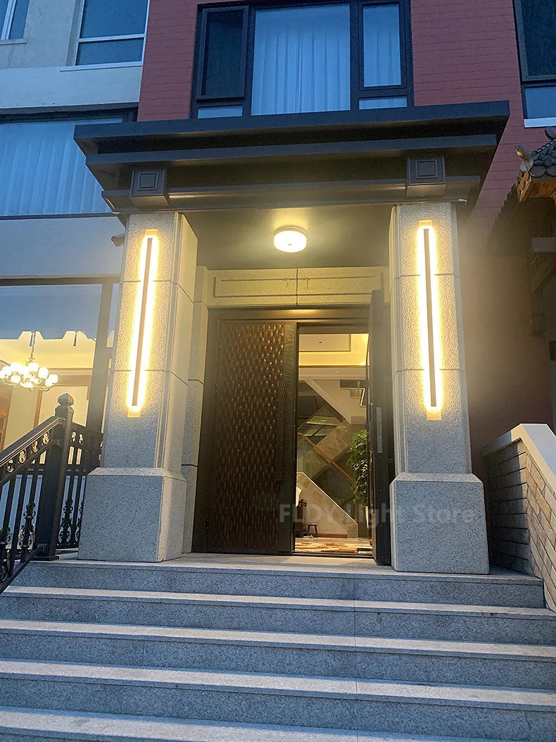 Modern Waterproof outdoor Long Strip LED wall lamps IP65 Iron Wall Light Garden porch Sconce Lights 110V 220V wall washer