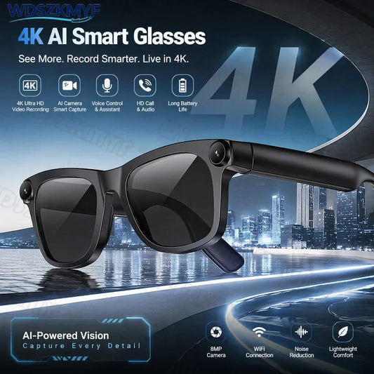 2026 New Smart AI Glasses  800W Pixels 4K HD camera  for ChatGPT Bluetooth Call Voice Assistant Smart Glasses